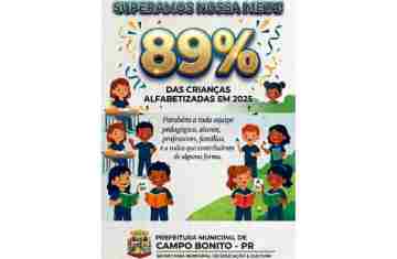 Campo Bonito supera meta nacional e atinge 89% de alfabetização em 2025